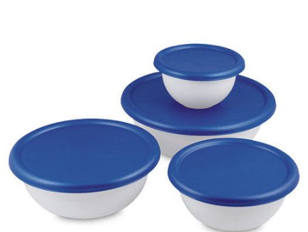 Sterilite Cover Bowl 4 Set, White Turqoise Supply