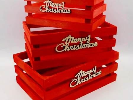 A.W. Christmas Red Crate Set of 3 (30x21 | 26x17 | 23x13) cm Online Sale