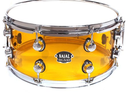 Natal Arcadia 14  x 6.5  Arcadia Acrylic Snare Drum in Transparent Orange For Cheap