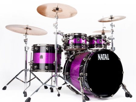 Natal  The Originals  Split Lacquer UFX 4-Piece Shell Pack in Black & Pink Sparkle For Discount