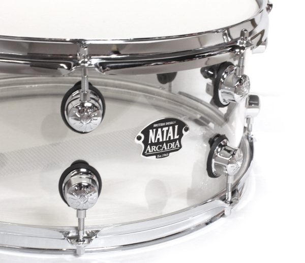 Natal Arcadia 14  x 6.5  Arcadia Acrylic Snare Drum in Transparent Clear Acrylic on Sale