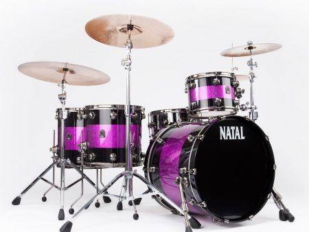 Natal  The Originals  Split Lacquer TRC 4-Piece Shell Pack in Black & Pink Sparkle on Sale