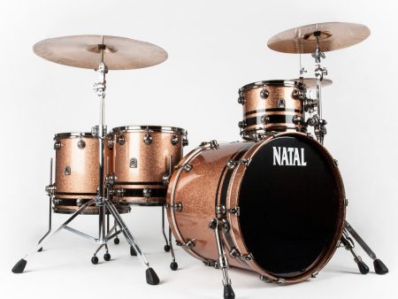 Natal  The Originals  Split Lacquer TRC 4-Piece Shell Pack in Champagne Sparkle Piano Black For Cheap