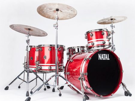 Natal  The Originals  4-Piece Birch Rock Shell Pack in Red Sparkle Silver Sparkle Split Lacquer Discount