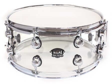 Natal Arcadia 14  x 6.5  Arcadia Acrylic Snare Drum in Transparent Clear Acrylic on Sale