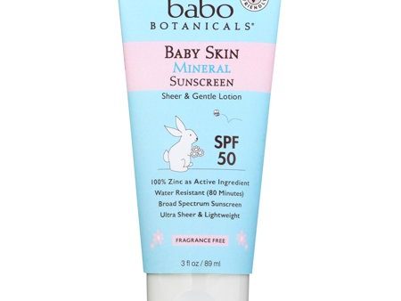 Babo Botanicals, Fragrance Free Baby Mineral Sunscreen Lotion SPF 50, 3 oz For Discount