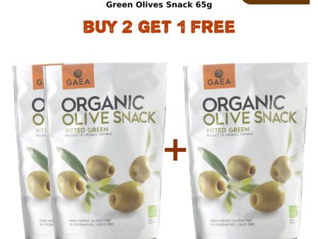 GAEA Organic Pitted Green Olives Snack 65g (2 + 1 Free) For Cheap