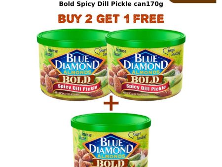 Blue Diamond Almond Bold Spicy Dill Pickle Can 170g (2 + 1 Free) For Sale