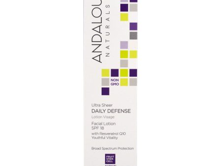 Andalou Naturals, Age Defying Ultra Sheer Daily Defense Facial Lotion, SPF 18, 2.7 oz For Sale