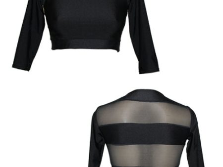 Top with 3 4 Sleeves Mesh in Black (MIT3 4B) Online